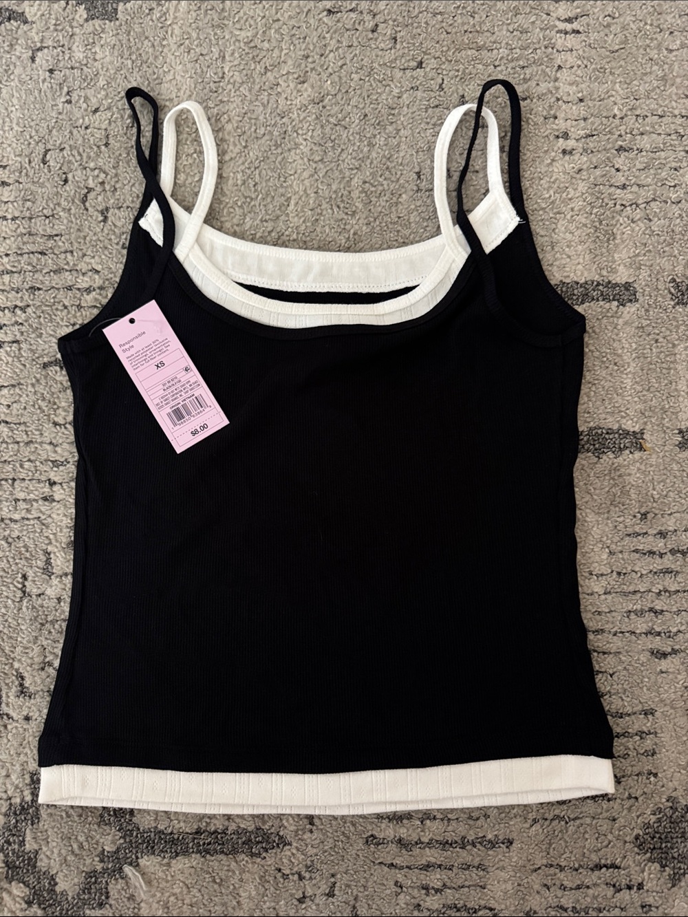 wild fable Black & White Layered Ribbed Tank - Women